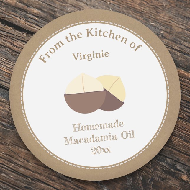Pegatina de la etiqueta de aceite de Kraft Rustic  (Kraft Rustic Macadamia Oil Label Sticker)