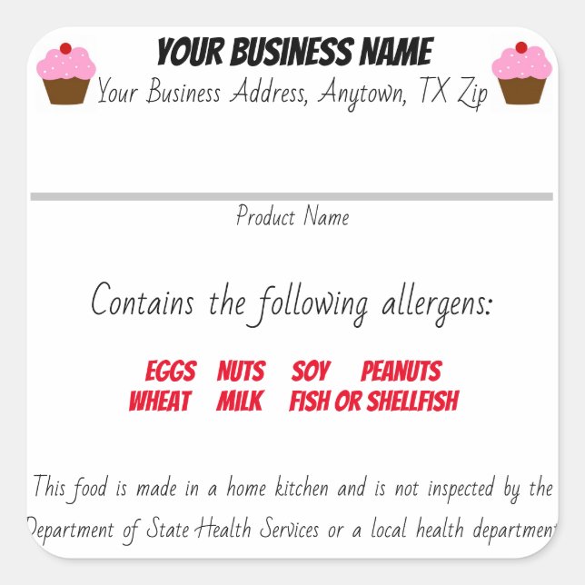 Pegatina de la etiqueta de alimentos de Texas Cott (Anverso)