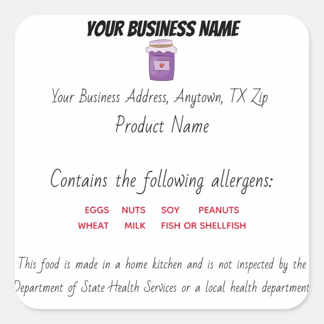 Pegatina de la etiqueta de alimentos de Texas Cott (Anverso)