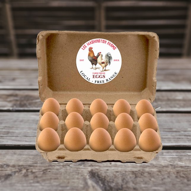 Pegatina de la etiqueta de cartón de huevos fresco (Subido por el creador)