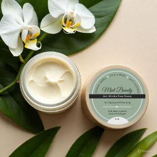 Pegatina de la etiqueta de crema de hierbas verdes