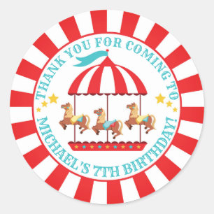Pegatina de la etiqueta de cumpleaños de Circus Ca