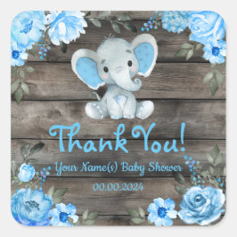 Pegatina de la etiqueta de elefante Rustic Blue Bo