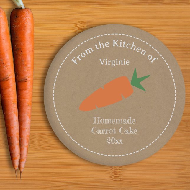 Pegatina de la etiqueta de Kraft & Rustic Carrot (Kraft & Rustic Carrot Cake Label Sticker)