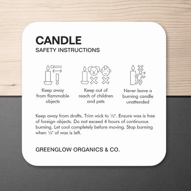 Pegatina de la Etiqueta de Seguridad de Velas y de (Zazzle Candle Safety Label & Care Instruction Sticker)
