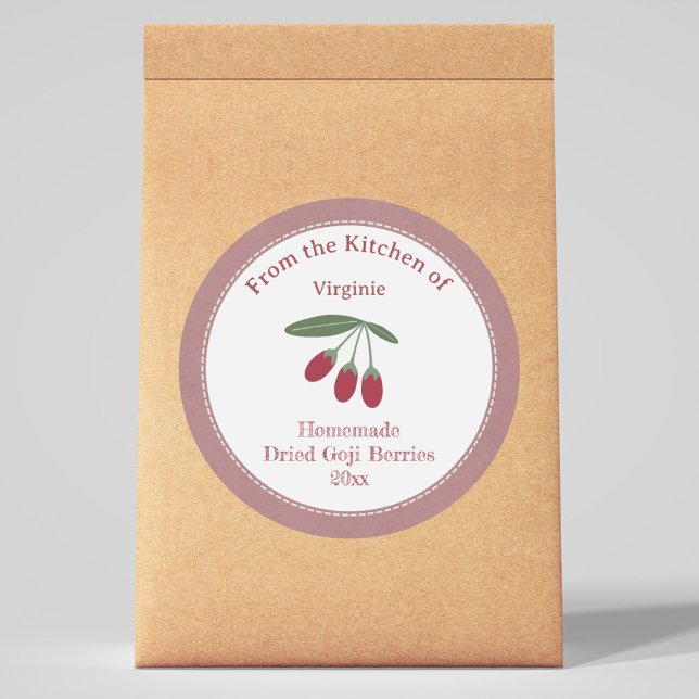 Pegatina de la etiqueta Rustic Dried Goji Berries (Rustic Dried Goji Berries Label Sticker)