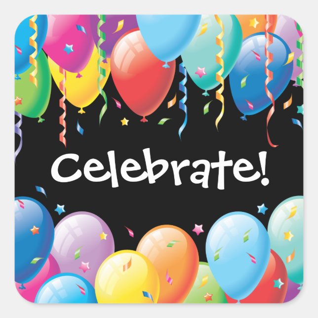 Pegatina de la fiesta de cumpleaños de los globos  (Anverso)