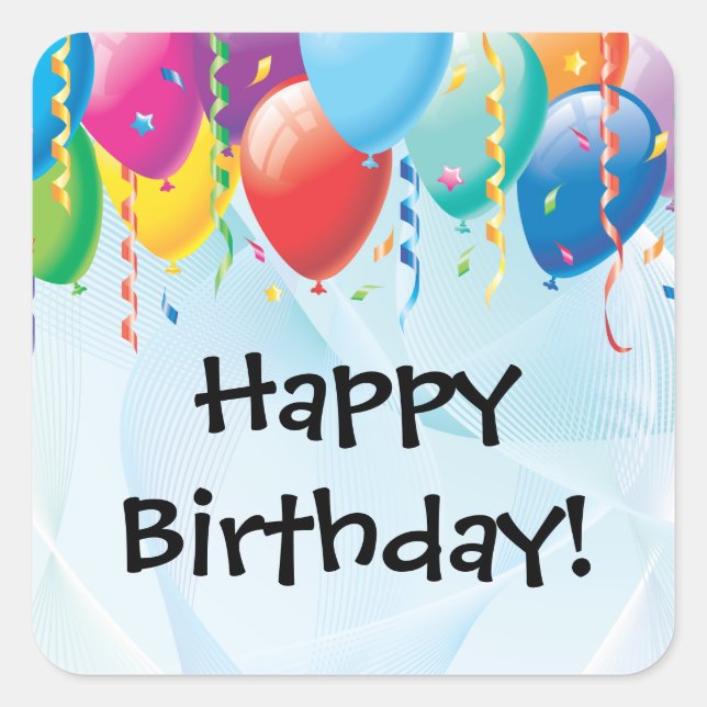 Pegatina de la fiesta de cumpleaños de los globos  (Anverso)