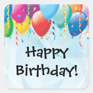 Pegatina de la fiesta de cumpleaños de los globos