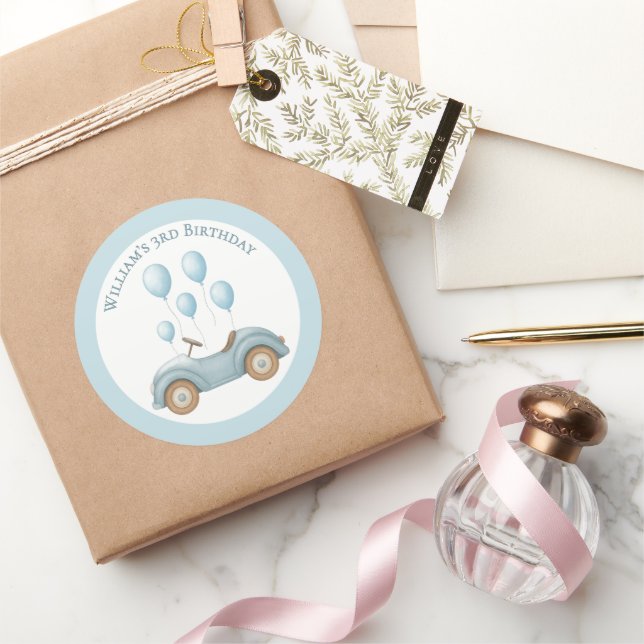 Pegatina de la fiesta de cumpleaños de Pastel Blue (Regalar)