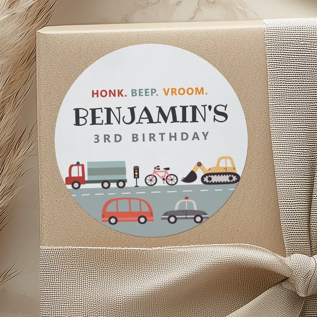 Pegatina de la fiesta de cumpleaños de transporte  (Subido por el creador)