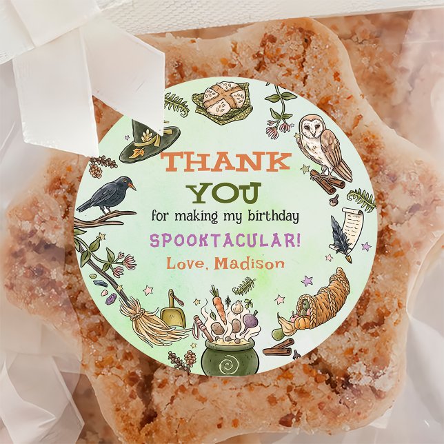 Pegatina de la fiesta de cumpleaños de Witch Hallo (Subido por el creador)