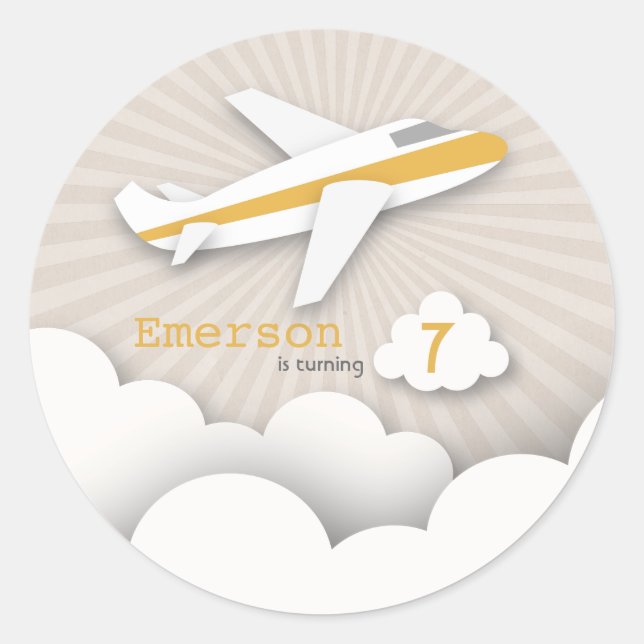 Pegatina de la fiesta de cumpleaños del avión nara (Anverso)