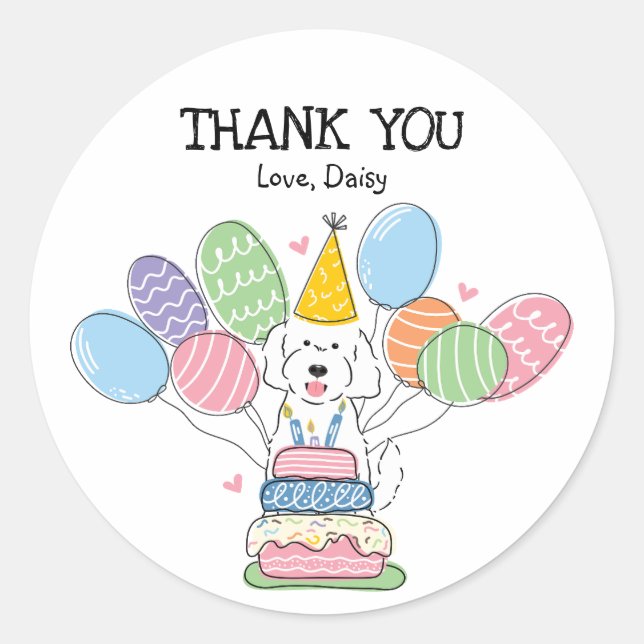 Pegatina de la fiesta de cumpleaños del perro Gold (Anverso)