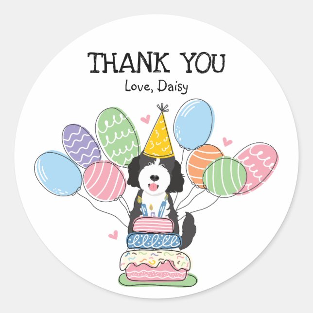 Pegatina de la fiesta de cumpleaños del perro Gold (Anverso)