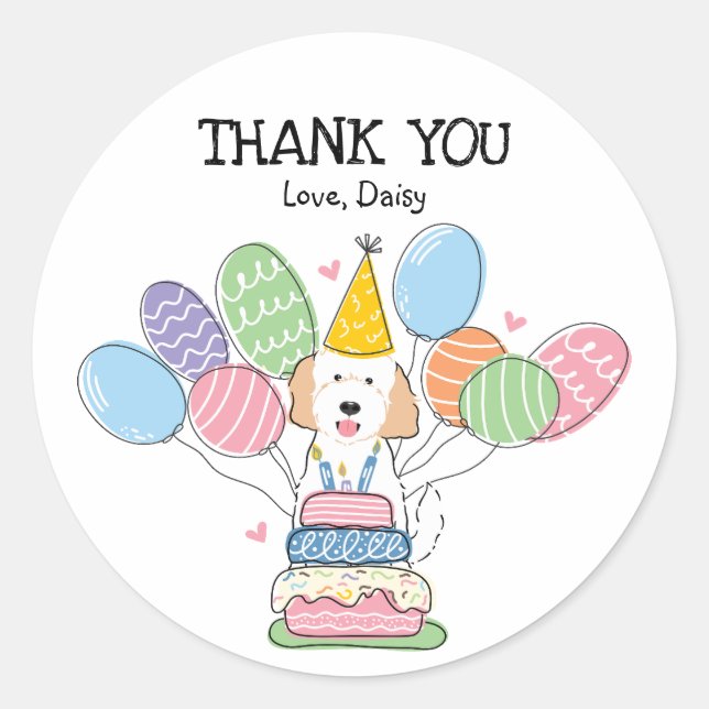 Pegatina de la fiesta de cumpleaños del perro Gold (Anverso)