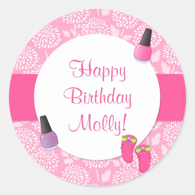 Pegatina de la fiesta de cumpleaños del Spa (Anverso)