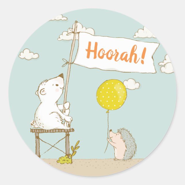 Pegatina de la fiesta Hoorah (Anverso)