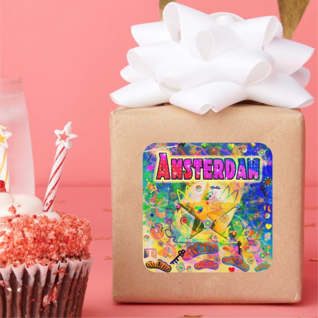 Pegatina de la hora de la época de Ámsterdam (Fiesta)