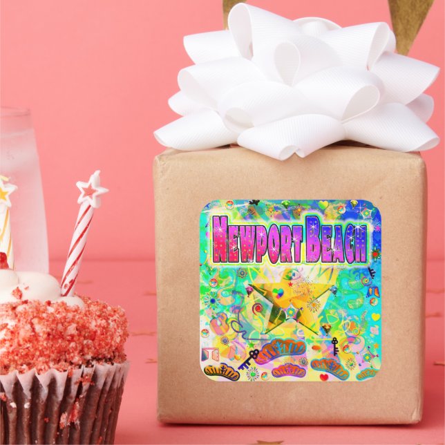 Pegatina de la hora de Newport Beach Epoch (Fiesta)