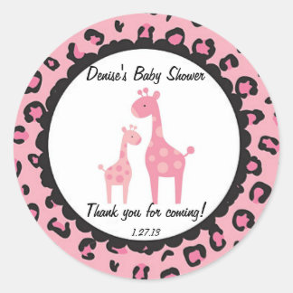 Pegatina de la jirafa de Safari Rosa
