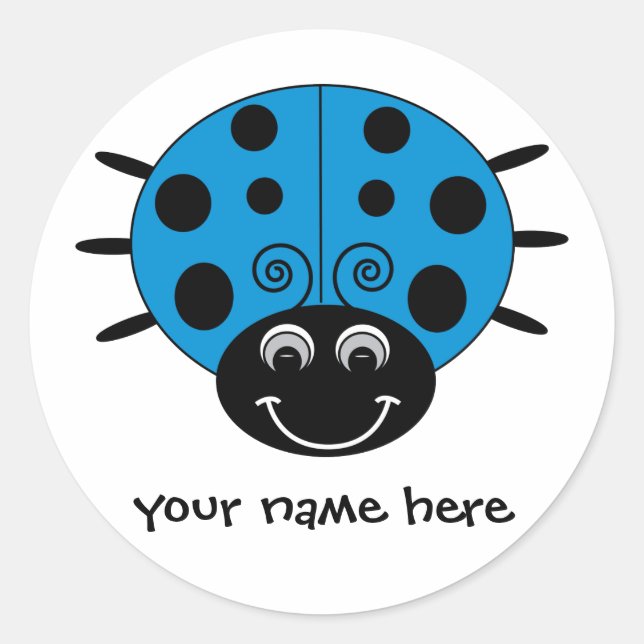 Pegatina de la Ladybug Azul personalizada (Anverso)