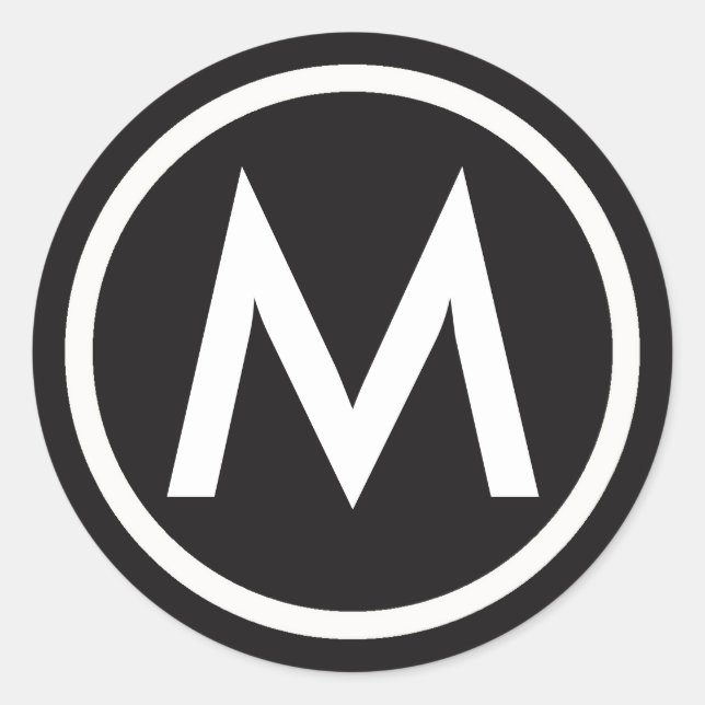 Pegatina de la letra blanca y negra inicial monogr (Anverso)