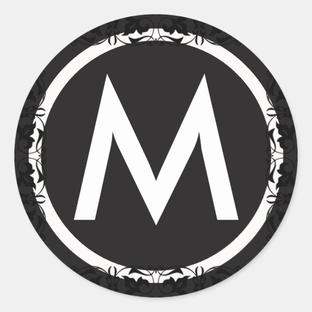 Pegatina de la letra blanca y negra inicial monogr (Anverso)