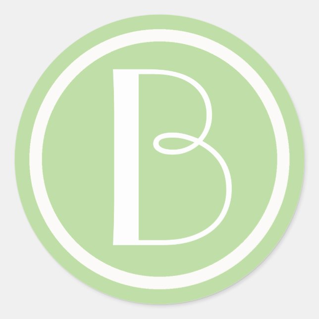 Pegatina de la letra blanca y verde monogramada (Anverso)