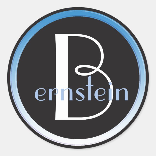 Pegatina de la letra inicial azul y blanca monogra (Anverso)