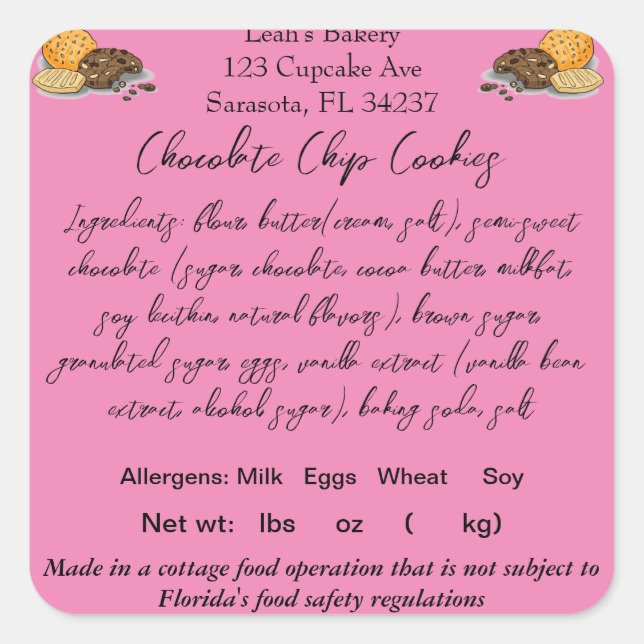 PEGATINA de la Ley de alimentos para artesanías de (Anverso)