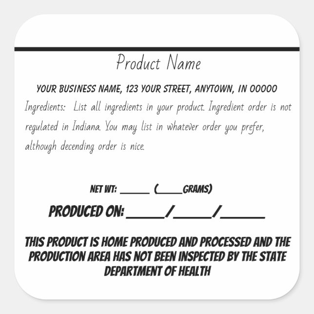 Pegatina de la ley de cabaña de Indiana (Anverso)