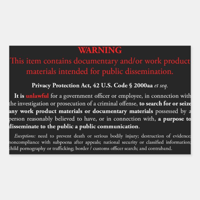 Pegatina de la Ley de protección de la privacidad, (Anverso)