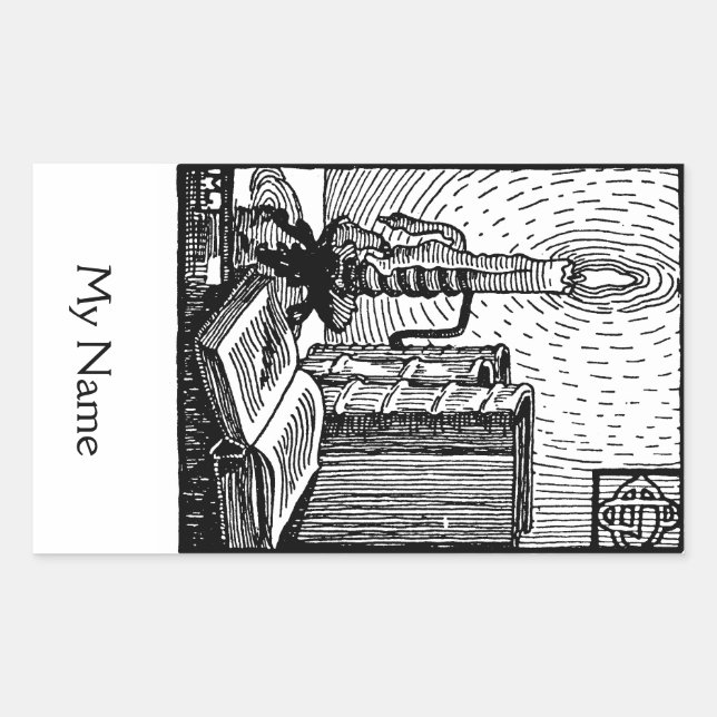 Pegatina de la libreta de libros y velas (Anverso)