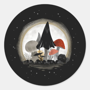 Pegatina de la Luna de Cosecha de champiñón - Rond