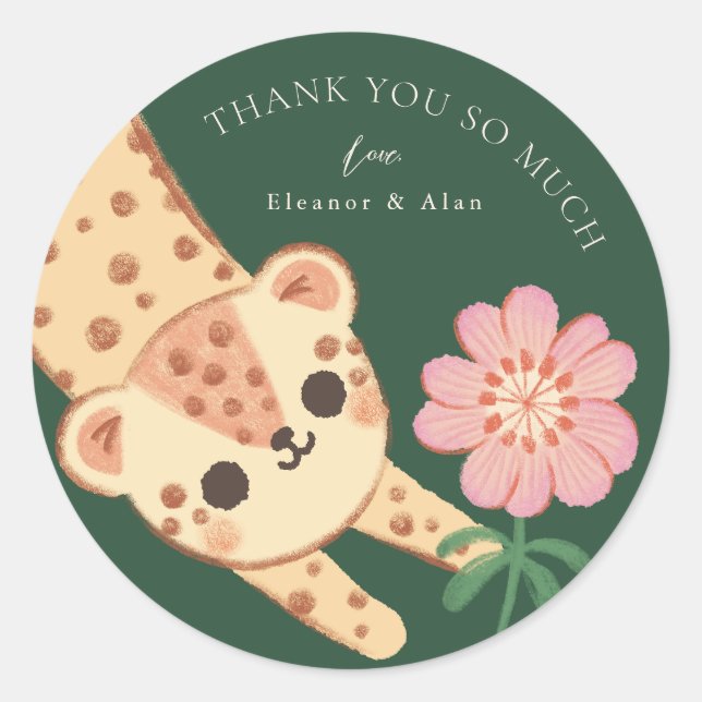 Pegatina de la pantera jaguar leopardo verde (Anverso)