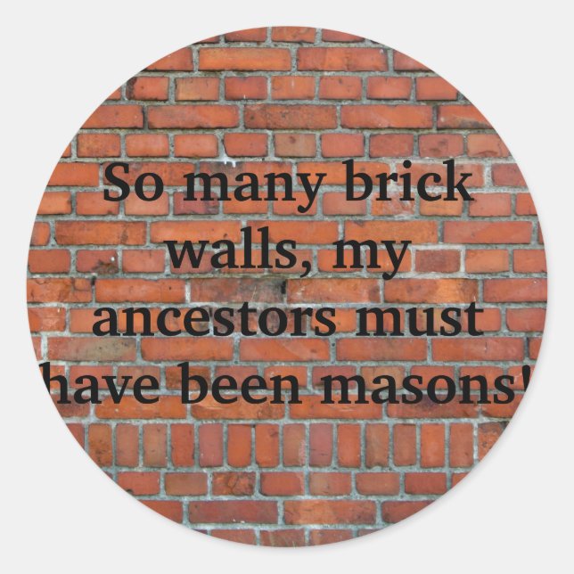 Pegatina de la "Pared de ladrillo" genealógica (Anverso)