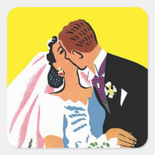 Pegatina de la pareja de la vieja novia Groom Boda
