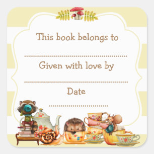 Pegatina de la placa Baby Shower de Woodland de ot