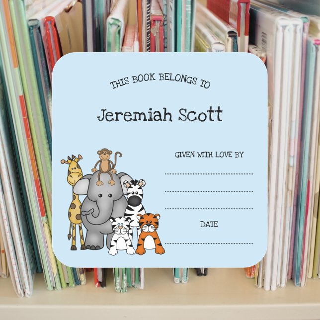Pegatina de la placa de Baby Shower Safari Animals (Subido por el creador)