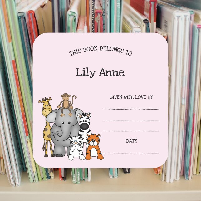 Pegatina de la placa de Baby Shower Safari Animals (Subido por el creador)