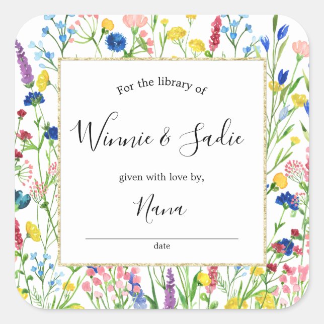 Pegatina de la placa de biblioteca de Wildflower G (Anverso)