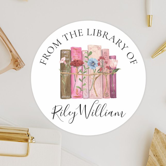 Pegatina de la placa de flor del libro acuarela (Close up)