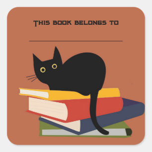 Pegatina de la placa de libros para gatos y libros