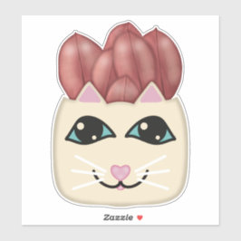 Pegatina de la planta de goma roja de gato blanco