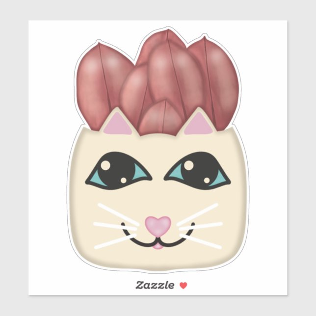 Pegatina de la planta de goma roja de gato blanco (Hoja)