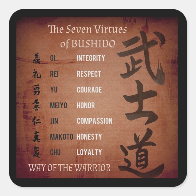 Pegatina DE LA PLAZA DE BUSHIDO VIRTUES (Anverso)