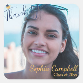 Pegatina de la plaza de graduación azul moderna