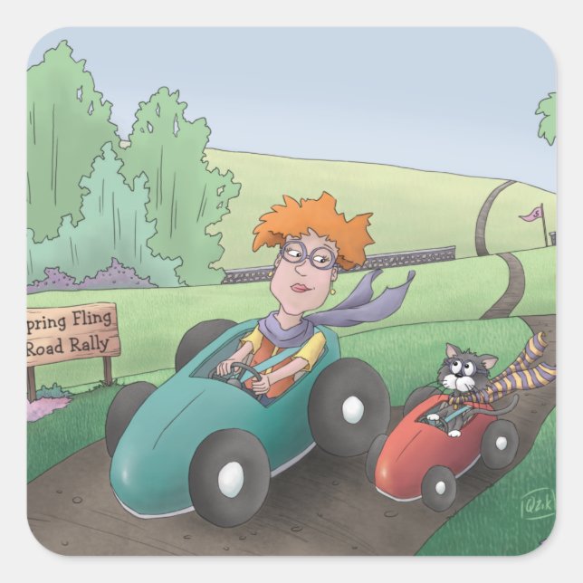 Pegatina de la Plaza de la Carretera de Cat Lady (Anverso)