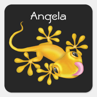 Pegatina de la plaza Gecko Lizard amarillo